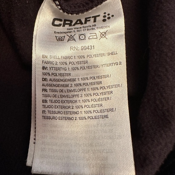 Craft Intensity Softshell Windbreaker Jacket Size Small Black Blue Trim RN 99431 - Picture 11 of 11